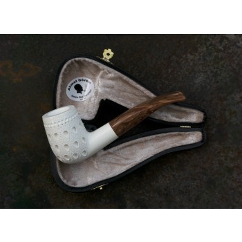 Pfeife Meerschaum Ahmet Gövem Carved Half Bent