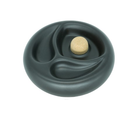 Pfeifenascher Keramik schwarz rund