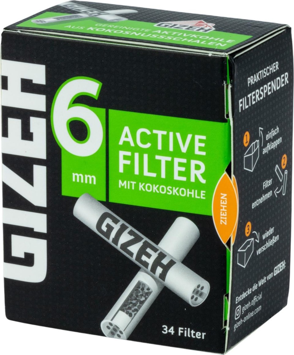 Gizeh Active Filter Black 6mm, 50 Stück